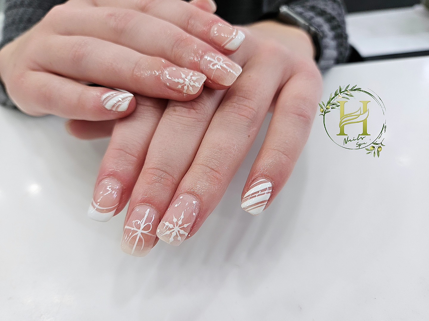 French tip nails at HM Nails Spa in Exeter Ontario